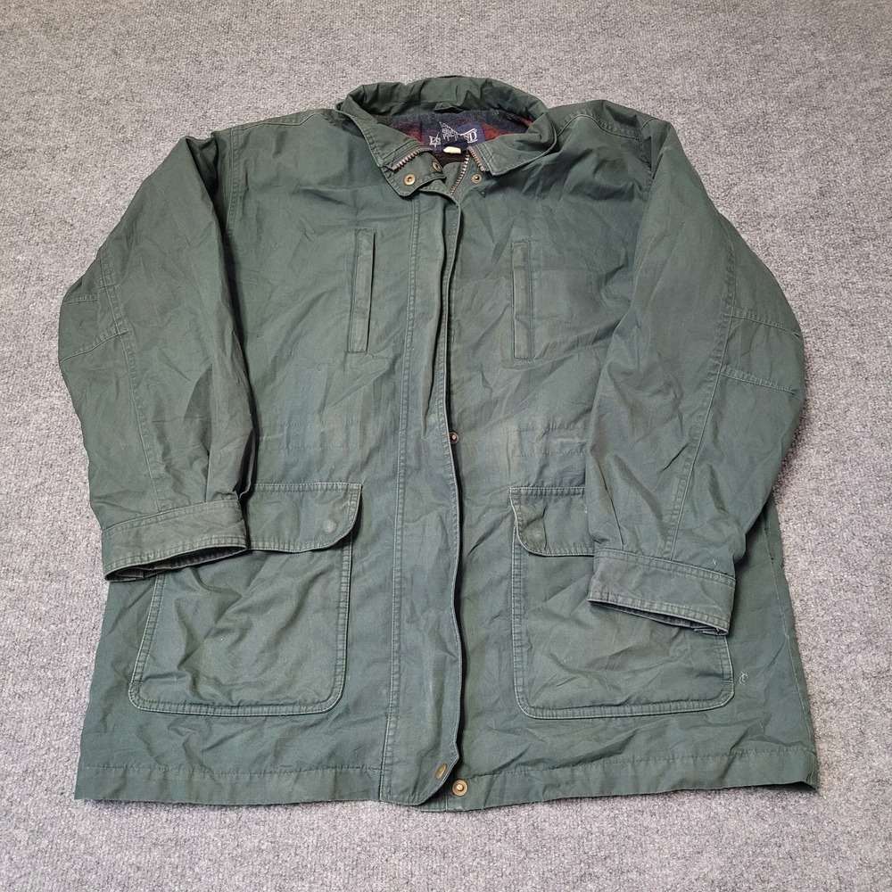 Lands End Jacket Womens Size L Green Wool Blend Lined Utility Field Barn Coat